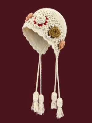 Hand-Crochet Lace Hat: Cozy & Stylish Women's Beanie with Fringe Detail