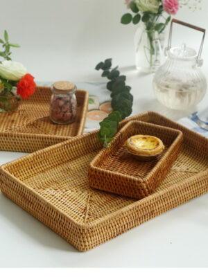 Handwoven Autumn Vine Serve-All Tray - Multi-Functional Basket for Candy, Fruit, Nuts, and Tea Set